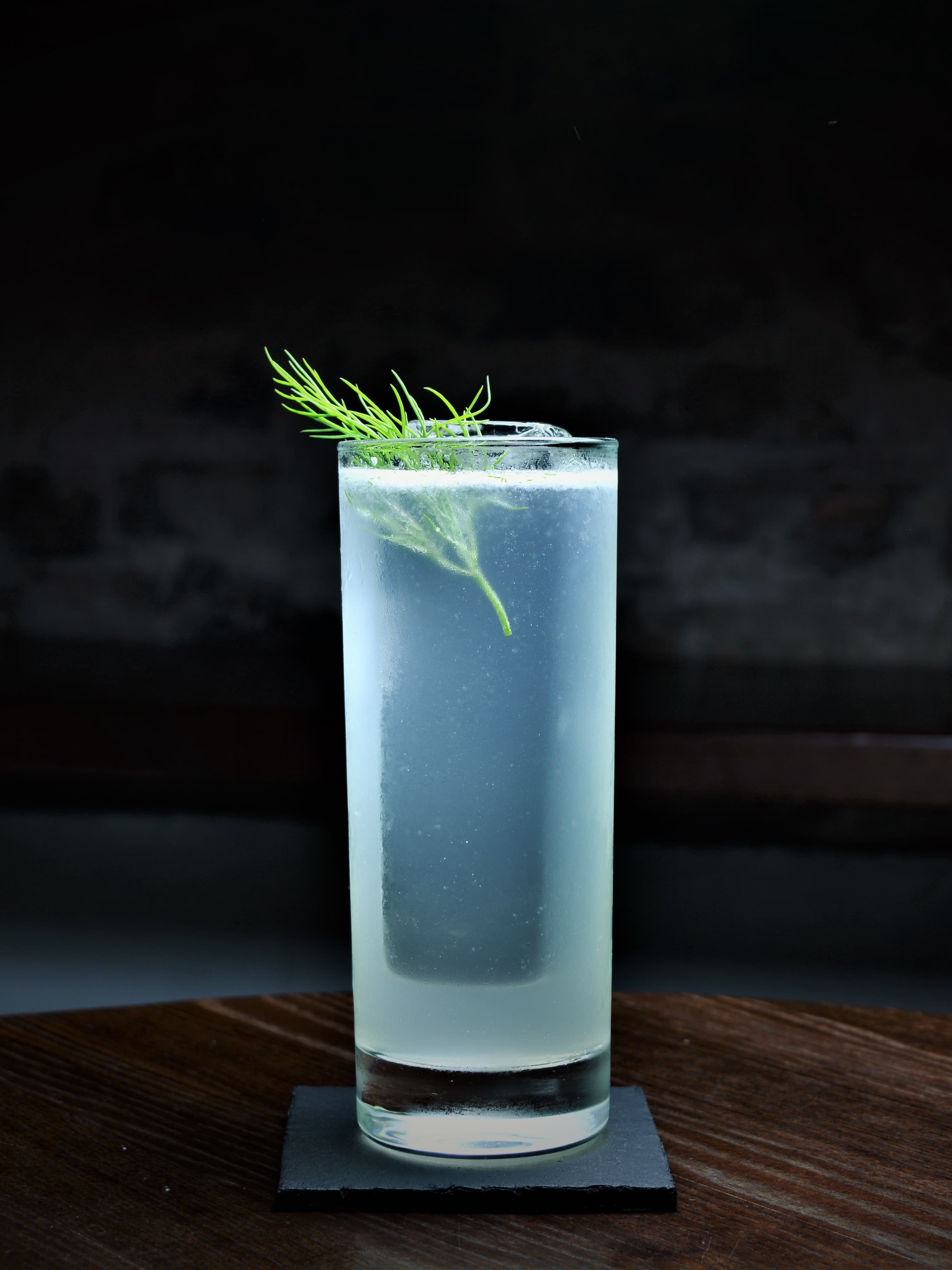 A stunning shimmering blue cocktail.